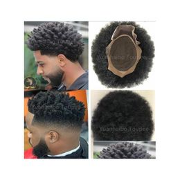 Men'S Children'S Wigs Afro Hair Mono Lace Toupee For Basketbass Players And Fans Brazilian Virgin Human Replacement Kinky Curl Men Dhuoe