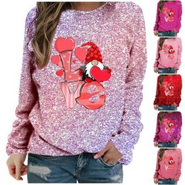 Women's Hoodies Spring Autumn And Summer Love Printed Bright Glitter Hoodless Long Sleeve Athletic Sweatshirt Women Teen Girls