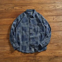 Men's Casual Shirts Stylish Hundred Yarn-dyed Checked Shirt American Heavy Vintage Cargo Men Long Sleeve