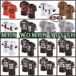 24 Nick Chubb Myles Garrett Football Jerseys Deshaun Watson Elijah Moore Amari Cooper Denzel Ward Clevelands Brownes David Njoku Juan Thornhill Owusu-Koramoah Bell