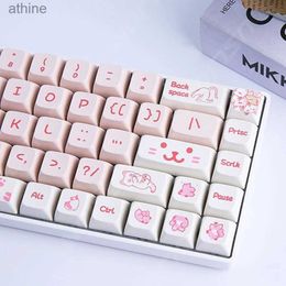Keyboards Keyboards 133Keys XDA Height Keycaps Pink Naughty Cat Theme PBT Dye Sublimation 68/87/96/104 Mechanical Keyboard Key Caps For MX Switches YQ240123