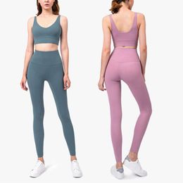 Lu Align Woman 2 Piece Fitness Sets High Women Quality Bra and Leggings Gym Workout Running Set Sport Suit Activewear Jogger Lemon Lady Gry Sports Girls