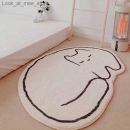 Carpet Cute Cats Carpet In The Bedroom Furry Mat IrregularBedroom Rug Carpet For Nursery Mat For Children Cute Room Decor Q240123