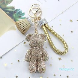 Charms Crystal Lovely Violence Bear Keychain Luxury Women Girls Trinkets Suspension On Bags Car Key Chain Key ring