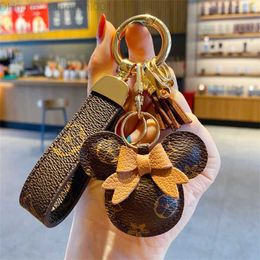 accessories designer keychain Mouse Diamond key chain Design Car chains bag charm Favour Flower Pendant Jewellery Keyring Fashion PU UFJ1