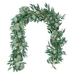 Decorative Flowers Artificial Garland Leaves Vines Grey Green Wisteria Hanging Winter Faux