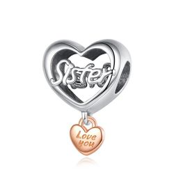 Designer Heart Jewelry Family Series Mom Sisters Da figlia adoro la tua dea perle fai da te Fit Pandoras Collana Bracciale Collana Fashi