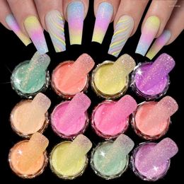 Nail Glitter 12 Colours Candy Sugar Powder Ultra-fine Sparkly Chrome Dust Manicure Coat Pigment Art Decoration (0.5g)