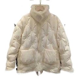 2024 luxury designer winter new short embroidered real mink fur trimmed fashion leisure thin loose down jacket 1E832