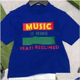 T-Shirts Kids Cotton T-Shirts Short Sleeve Tees Tops Boys Girls Children Casual Letters Printed Pattern Plover Plus Size 90-160Cm Whit Dhx6U