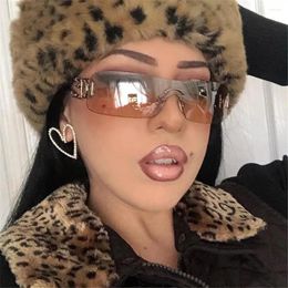 Outdoor Eyewear Punk One Piece Sun Glasses Y2K Style Wrap Around Sunglasses Women 2000'S Goggles Men Shades