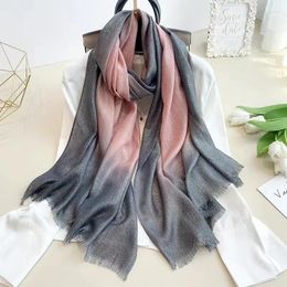 Berets 2024 Simple Spring And Autumn Gradient Scarf For Women Fashionable Warm Long Gauze Gold Silver Tassel