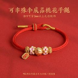 Bangles Handwoven Peach Blossom Knot Red Rope Semifinished String Gold Jewellery Accessories Men's and Women's Girlfriends Bracelet