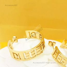 designer Jewellery earring High polished hoop dangle trendy letter stud Design 18K gold rose silver Earrings Hip Hop Earring for Women Party Wedding Jewellery
