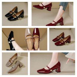 Designer Women High Heel Shoes Red Shiny Thin Heels Black Nude Patent Leather Woman Pumps with dust bag 34-40