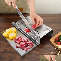 Other Kitchen Dining Bar Manual Lamb Meat Slicer Frozen Stainless Steel Cutting Hine Ham Beef Herb Vegetables Mutton Rolls Cutter Dhjns