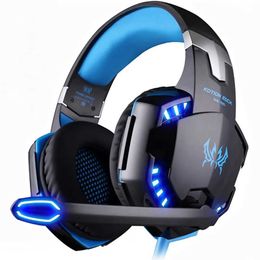 Headsets Kotion EACH G2000 Stereo Gaming Headset Deep Bass Computer Game Headphones Earphone with LED Light Microphone for PC Laptop PS4 J240123