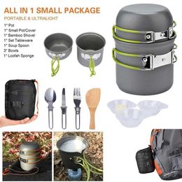 Camp Kitchen New Portable Outdoor Camping Pot Set Hike Picnic Barbecue Cooking Folding Cookware Kitchen Utensil Spoon Knife Equipment YQ240123