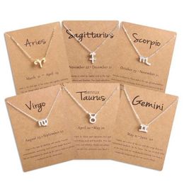 Pendant Necklaces Men Women 12 Horoscope Zodiac Sign Pendant Necklace Aries Leo 12 Constellations Jewellery Kids Christmas Gift Drop Shipping