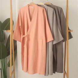 Women's Sleepwear 1pcs Long-sleeved Cotton Home Costume Kimono Nightgown Spring Autumn Lace-up Cardigan Robes Girl Gift