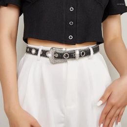 Belts Women Belt Fashion Item Buckles Female Decorate Attractive Rhinestone Studded Faux Leather