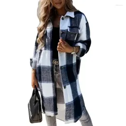 Women's T Shirts Womens Autumn And Winter J Thickened Loose Casual Versatile Medium-length Plaid Shirt Long-sleeved Jacket Fashion Clothes