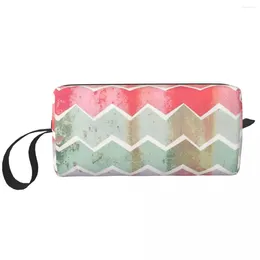 Cosmetic Bags Corrugated Stripes Makeup Bag Pouch Zipper Travel Toiletry Organiser Storage Large Capacity