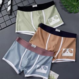 Underpants 3Pcs Cartoon Breathable Boxers Fashion Printing Panties Cotton Low Waist Men Underwear Comfortable Fit & Briefs