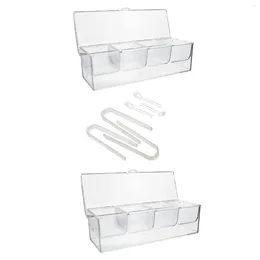 Plates Chilled Condiment Server With Lid Clear Organizer Serving Tray For Vegetables Picnic Seafood Appetizers Shrimp
