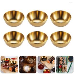 Plates 6 Pcs Dish Seasoning Stainless Steel Bowls Wear-resistant Corrosion-resistant Fruit Dishes Saucers Multipurpose Durable Storage