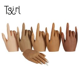 Costume Accessories Nail Art Silicone Hands for Practice with Flexible Finger Adjustment Manicure Display Model Moveable Nails Tools