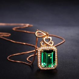 Pendants 14K Rose Gold 3 Carats Emerald Stone Pendant Women Pure Natural Green Emerald Gemstone 14K Rose Gold Necklace Jewellery Pendant