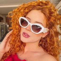 Sunglasses 2024 Vintage Big Frame Cat Eye Fashion Women Brand Designer Unique Sun Glasses Female Polygon White Eyewear