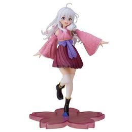 Action Toy Figures 20CM Anime Wandering Witch The Journey Elaina Figure PVC Cute Standing On One Foot Kimono Knee Socks Model Toys Ornaments Gifts