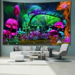 Tapestries Colourful Jungle Mushroom Tapestry Wall Hanging Abstract Witchcraft Hippie Tapiz Mysterious Dormitory Living Room Home Decor