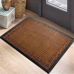 Carpet Door Mat Heavy Duty Non Slip Rubber Welcome Rug Waterproof All-Season Doormat Low Profile Indoor Outdoor Entrance Mat for Entry Q240123