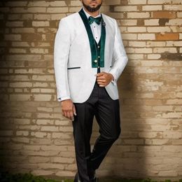 Men's Suits African Wedding Suit For Men 3 Pcs Slim Fit Floral Jacket With Vest Pants Formal Groom Tuxedo Male Fashion Clothes 2024