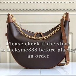 10A Mirror Quality Designer Large Moon Canvas Bag Womens Loop Hobo Bags Luxurys Handbags Brown Purse Crossbody Shoulder Strap Composite Genuine Leather Black Bag