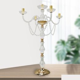 Party Decoration 60Cm To 100Cm 88Cm Tall5 Arm Acrylic Candelabra Cylinder Candlestick Holder For Vase Centrepieces 356 Drop Delivery H Dheqg