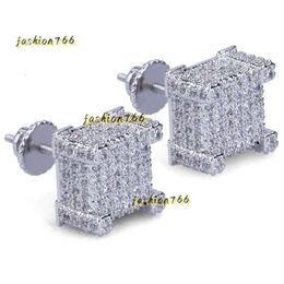 Authentische geometrische Micro Pave Brincos für Frauen Männer Diamant Hip Hop Ohrring Ohrstecker Bling Ohrstecker Ohrschmuck 2024 Ohrringe