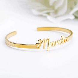 Bracelets Personalized Custom Name Cuff Bracelets Bangles For Women Gold Color Stainless Steel Female Bangle Bracelet Jewelry