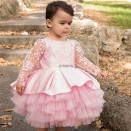 Girl's Dresses Cute Princess Dress for Baby Girls Backless Big Bow Christmas Birthday Party Dresses Long Sleeve Lace Wedding Evening Gown