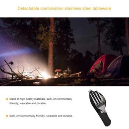 Camp Kitchen Multifunction Folding Portable Stainless Steel Cutlery Knife Fork Spoon Outdoor Sports Camping Picnic 4In1 Travelling Tablewa Set YQ240123