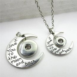 Necklaces 10pcs/lot I love you to the moon and back Snap Button Necklace Fit 18/12mm Ginger Snaps Necklace Jewellery Women With 50cm Chains