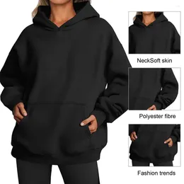 Women's Hoodies Polyester Fleece Lined Sweatshirt Cozy Hoodie Stylish Fall Pullover With Pocket For Casual Comfort Women