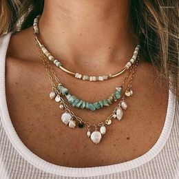 Choker Vintage Style Irregular Design Natural Stone Bead Stainless Steel Chain Pearl Necklace For Women Party Wedding Jewelry One Piece