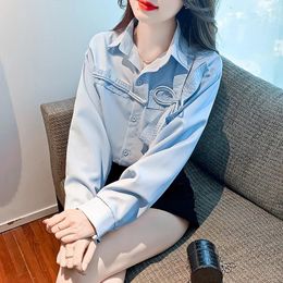 Women's Blouses Ladies Korean Fashion Casual Shirts Blouse Women Tops Woman Button Up Shirt Female Girls Long Sleeve Py6562