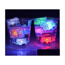 Party Decoration Xmas Gift Romantic Led Ice Cubes Fast Slow Flash 7 Colour Changing Crystal Cube For Valentines Day Wedding Water-Act Dhaaz