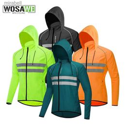 Women's Jackets WOSAWE Windproof Cycling Jackets Hooded Waterproof Long Sleeve Windbreaker Jerseys Reflective Vest Bicycle Clothing Men's jacket YQ240123