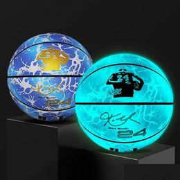 Balls Reflective Glow Basketball Size 5 7 Outdoor Street Cool Glowing Luminous Basketballs Child Youth Adts 240122 Drop Delivery Sport Dhuut